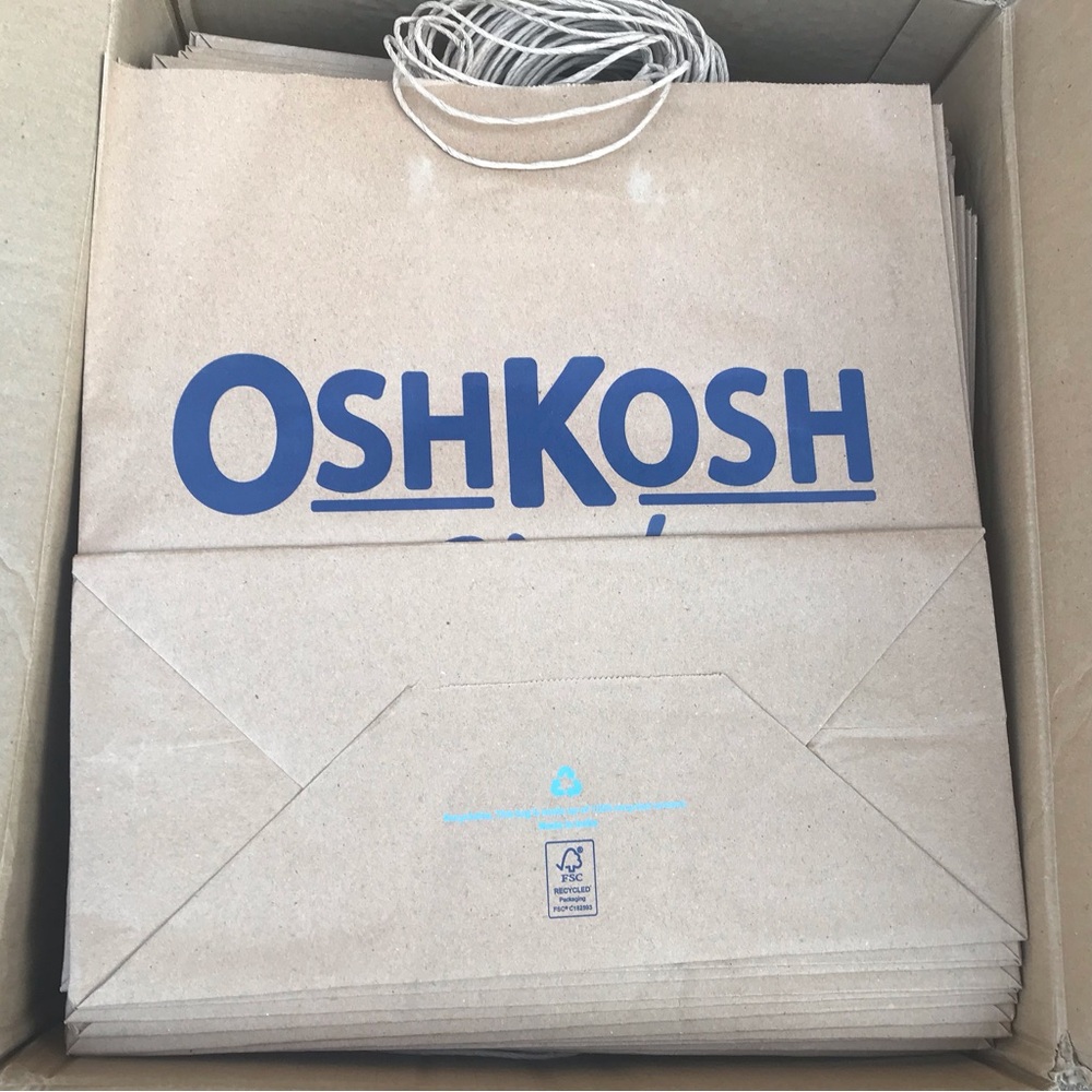200 Carters/ OshKosh Shopping Paper Gift Bag Large Brown Paper Tote 16 x 16” New